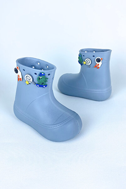 Zerenyus DivaÇizme Gri Çocuk Yağmur Çizmesi-Botu - Su Geçirmez