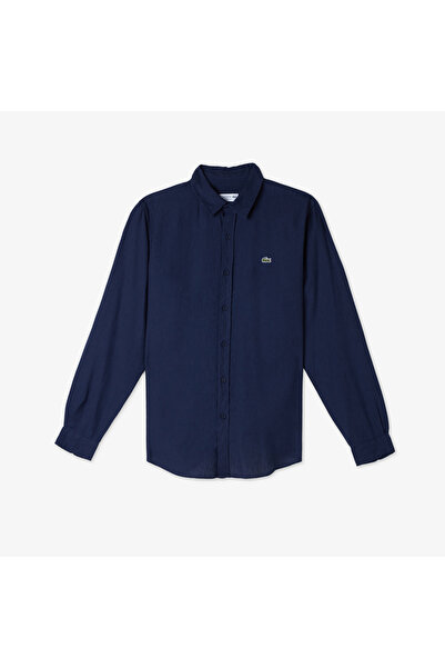 Lacoste Erkek Regular Fit Keten Lacivert Gömlek