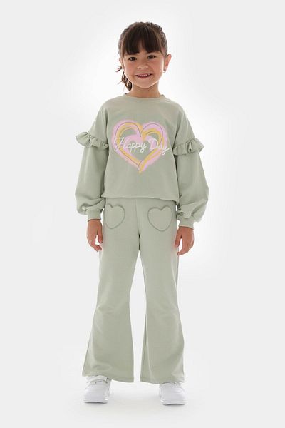HAUSEkids Green Girl's Tracksuit Set - 4-7 Years Love Day