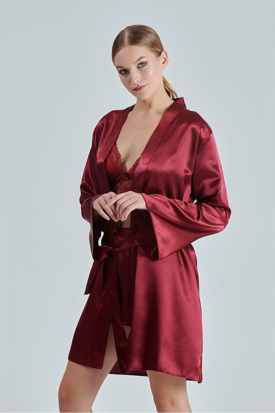 Alissa 8620 Дамски комплект от 6 сатена с дреха - бордо