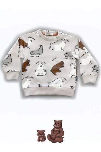 Zekids Baby Boy Teddy Bear Printed Sweatshirt