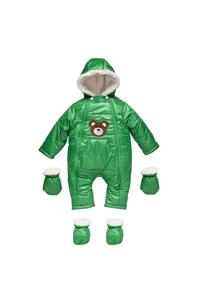 coppa kids بدلة تزلج للأطفال ملابس ثلجية مطرزة باللون الأخضر الشتوي - 6-9 أشهر