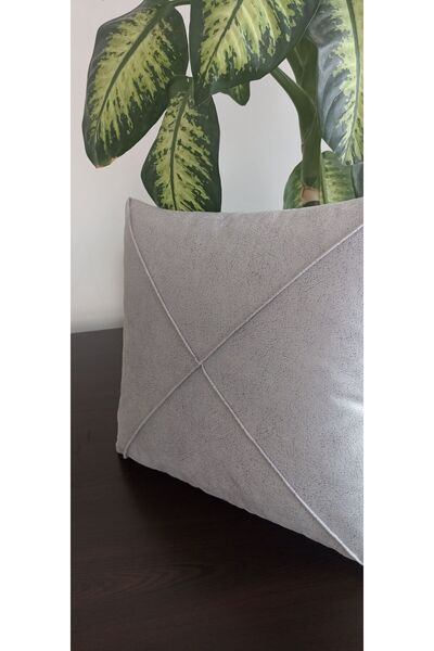 Rüyam Nubuk Gri Dekoratif Desenli Kırlent Kılıfı