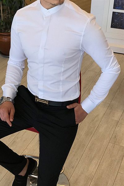 TerziAdemAltun Italian Cut Slim Fit Ανδρικό πουκάμισο Judge γιακά Λευκό T4797