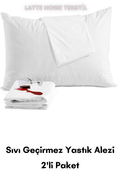 LATTE TEKSTİL White Colored, Cotton, Liquid Proof Cushion Mat and Pillow Protector (50 X 70 cm) 2 Pieces