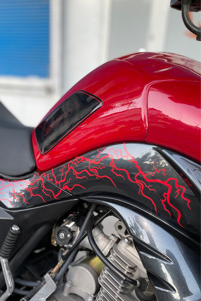 Banxtre Motor-Kask için Kırmızı Yıldırım Şimşek Sticker Seti (8 Parça Yıldırı...