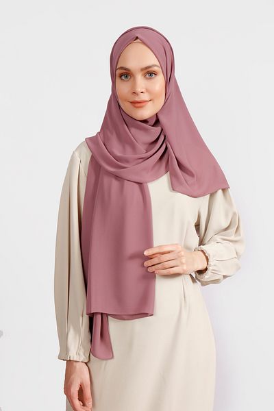 Differenza Matte Dried Rose Crepe Chiffon Shawl