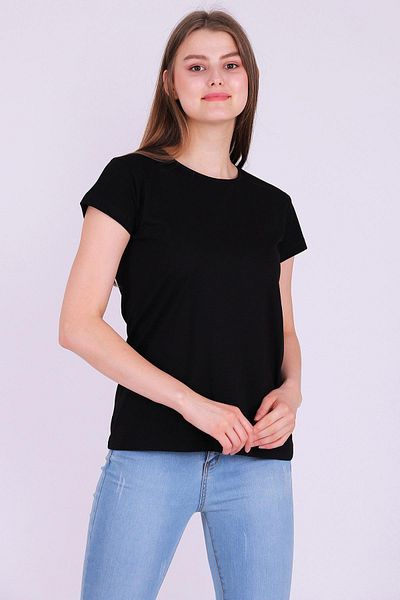 Tshirthane Tricou cu mânecă scurtă tricotat pentru femei, de bază, neimprimat, 100% bumbac.
