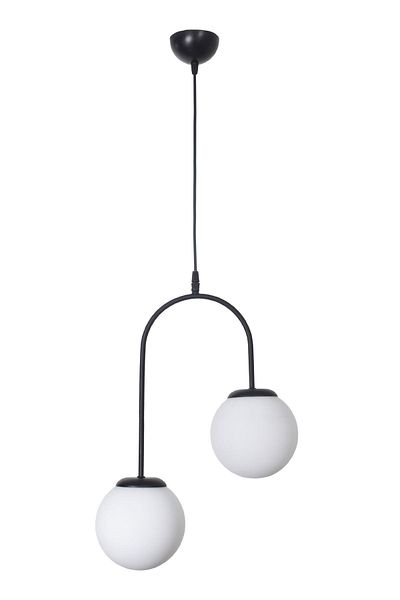 Modavize Janin Modern Living Room - Black and White Glass 2-Piece Chandelier - Kitchen and Bedroom Pendant