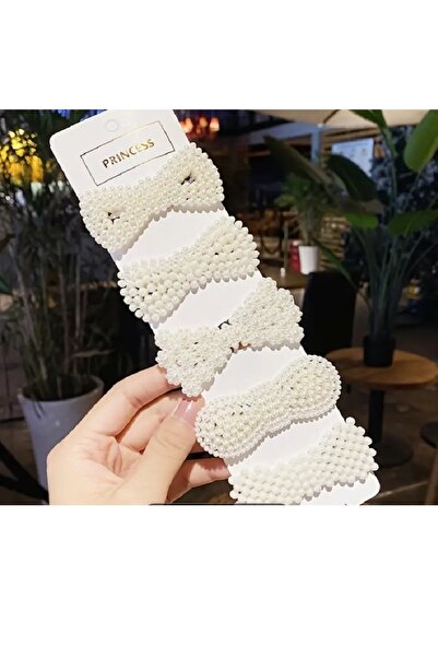 edaymen 5 Adet  İncili Saç Tokası Saç Klipsi Çıtçıtlı Toka