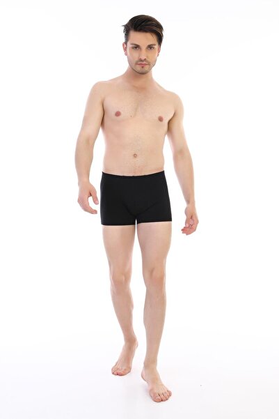 Çift Kaplan Erkek Elastanlı Siyah Boxer 0810