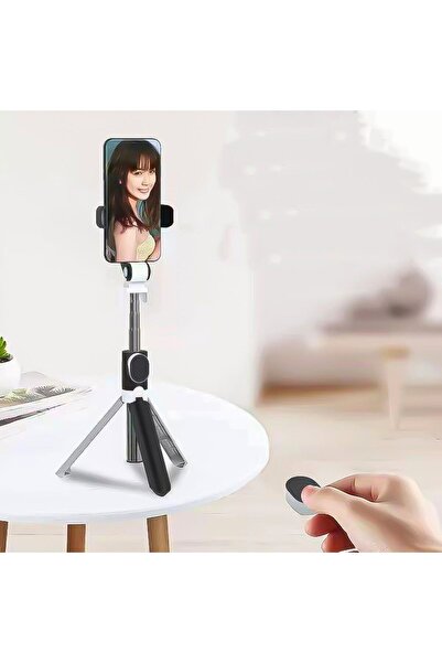 ELSE NIPPON Düz Siyah Bluetooth Kumandalı Selfie Çubuğu-monopod Telefon Tutucu