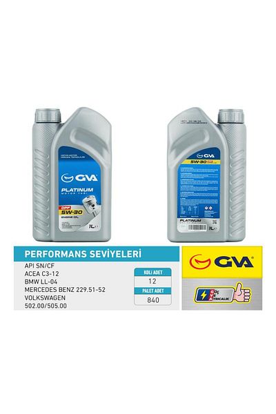 GVA 5w30 1 لتر جزيئات البلاتين-dpf زيت المحرك الاصطناعي الكامل - Sn/cf
