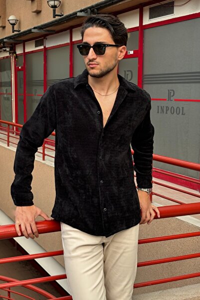 inpool Βελούδινο πουκάμισο Starboy Style - Γιακάς πουκάμισου, Κουμπιά, Standard Fit 1613