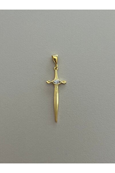 For Us Jewelery and More 925 ayar gümüş | Beyaz taşlı kılıç kolye ucu