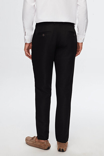 D'S Damat Black Slim Fit Cotton Chino Pants - Dobby and Side Pocket