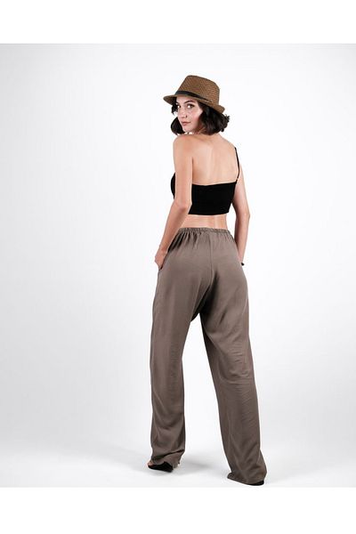 feminen Scuti Dark Mink Linen Trousers