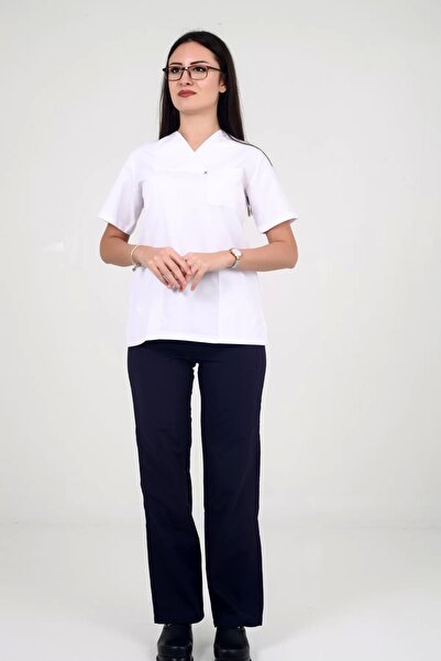 DENİZ İŞ بنطلون نسائي من Sea Business مصنوع من الألبكة بخصر مطاطي باللون الأزرق الداكن