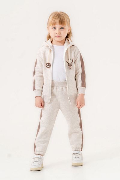 HAUSEkids Smile Block Cardigan Suit for 6-9 Years Old Girl - Latte