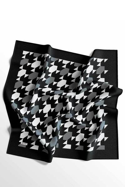 Zerruba Siyah - Beyaz Desenli Pamuk Eşarp