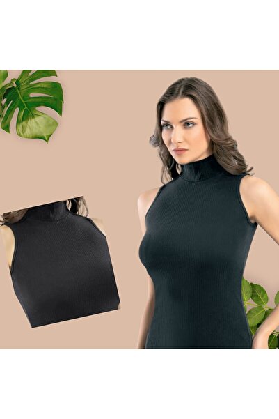 The Clover Γυναικείο μπλουζάκι με ζιβάγκο με μηδενικό μανίκι με ραβδώσεις χτε...