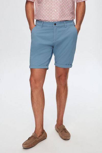 D'S Damat Indigo Slim Fit Cotton Chino Short - Πλαϊνή τσέπη