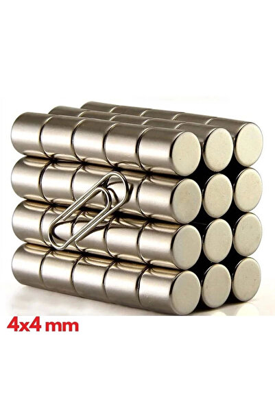 Epilons 20 Adet 4x4 Mm Yuvarlak Neodyum Mıknatıs N35 Güçlü Magnet Nikel Kaplama