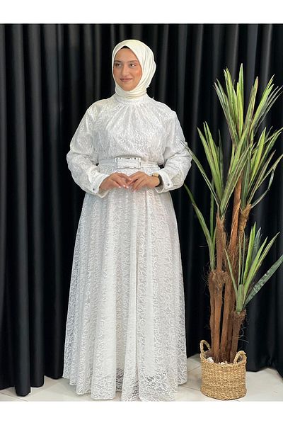 Butik büyük beden Luxury Lace Flared Dress