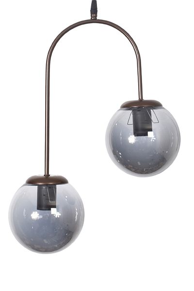 Modavize Janin Modern Living Room - Kitchen - Bedroom Pendant Lamp Brown Color Body Smoked Glass 2 Pieces Chandelier