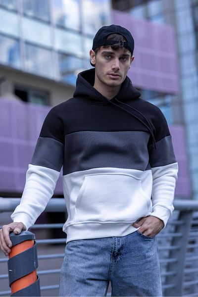 Oksit Мъжки суитшърт с качулка Luan Triple Thread Cotton Patchwork
