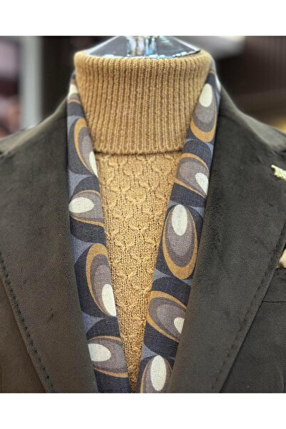 TerziAdemAltun Мъжко еднокадифено яке с моно яка - италиански стил, кафяво T11048