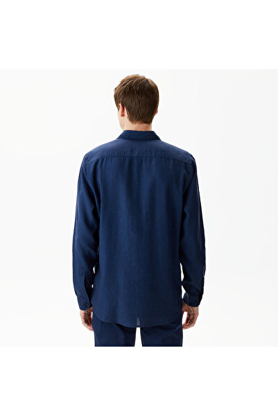 Lacoste Erkek Regular Fit Keten Lacivert Gömlek