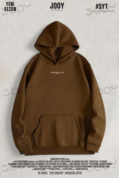 Jooy Company Μπλούζα με κουκούλα με κουκούλα Brooklyn JC Printed - 3 κλωστών καφέ