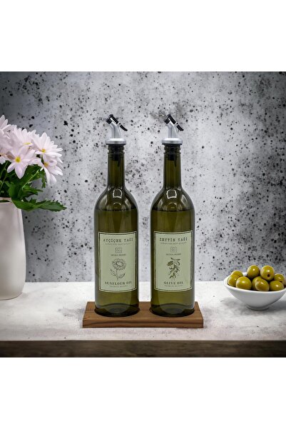 SELKA HOME 2-piece Wooden Stand Oil Pot Set