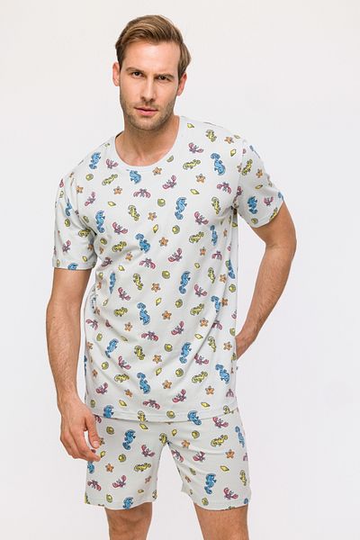 Woody Ανδρικές πιτζάμες-pza - 923-seahorse Printed Blue