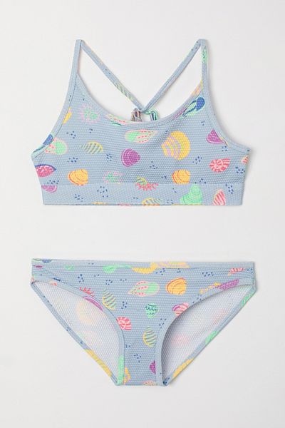 Woody Bikini protejat UPF50+ pentru fete de 2-8 ani-Zwc - 938-Albastru imprimat