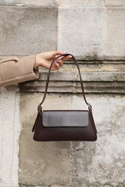 Madamra Brown Women's Simple Design Clamshell Bag