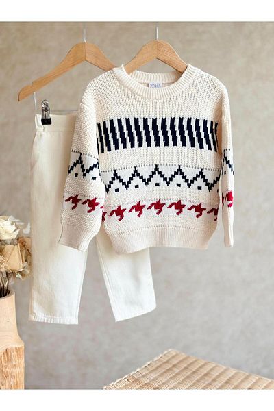 Tuba Cream Sweater Trousers Set