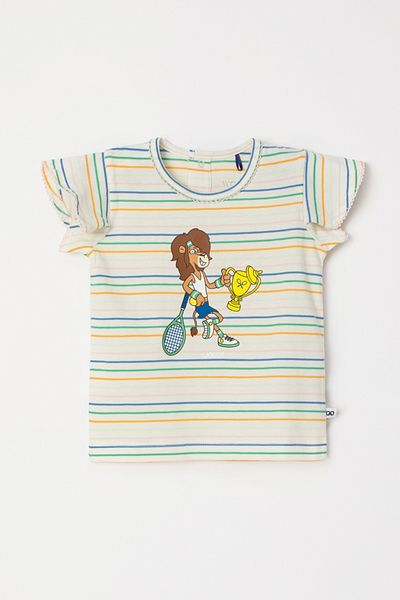 Woody Cotton Baby Girl Pajamas-Psg - 910-Lion Themed Striped Ecru