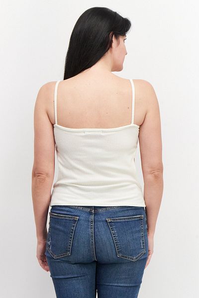 Lasula Women Sweetheart Neck Sleeveless Crop Top, Cream