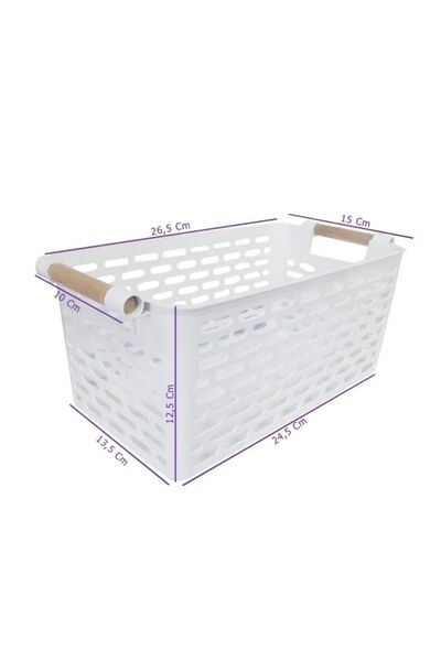 NEWSTORE HOME White Plastic Basket - Multi-Purpose Organizer with Handle (2 Pcs)