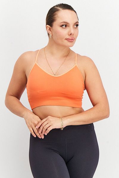 Tchibo Women U Neck Sleeveless Bustier Crop Top, Orange