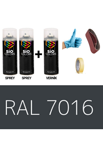 sıocolors 2 ADET SPREY +1 ADET VERNİK ANTRASİT GRİ RAL-7016 SPREY BOYA SETİ 4...
