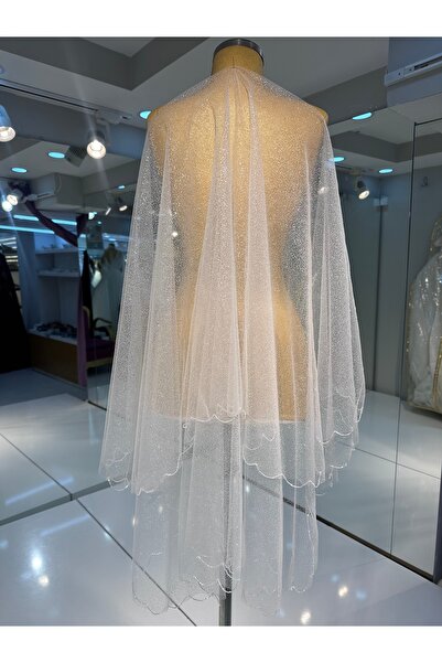 sanem moda فستان الزفاف - حجاب الزفاف - حجاب فضي - حجاب فضي مطرز على الحافة