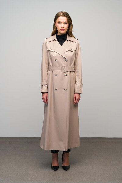 Olcay Dvouřadý středně dlouhý trenčkot – nárameníka a detail pláště, kámen 6617