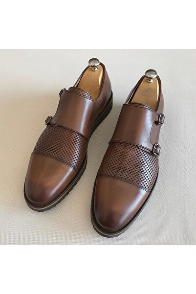 TerziAdemAltun Italian Style Inside Outside Natural Leather Men Shoes Camel T5655