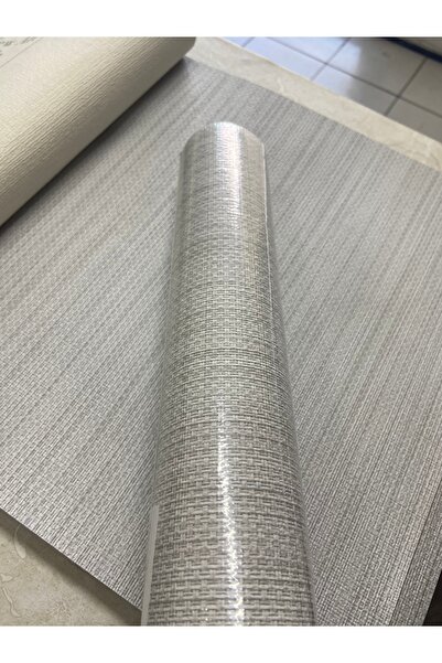 Dekor Tutkal Hediye Açık Gri Hasır Desen Kabartmalı Silinebilir Duvar Kağıdı ...