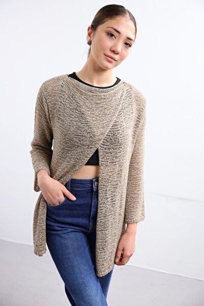 Şaman Butik Vizon Kanca Detaylı Merserize Hırka