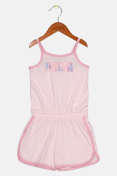 Puma Kids Girl Sportswear Fit Brand Logo Training Playsuits, Pink