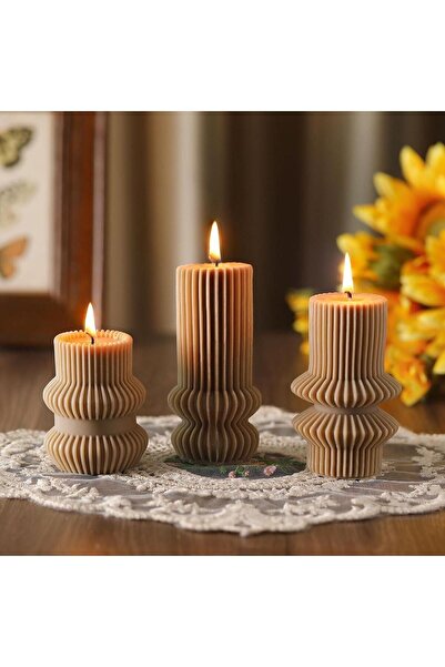 SCA CANDLE Dekoratif Soy Mum Alt Iki Dalga Luks Mum Koyu Kahve Renk 20 Cm Mod...